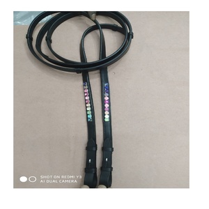 Rênes d'équitation en cuir léger et durable à pois blancs de 16mm en laiton pour l'équitation équestre - Product Image 1
