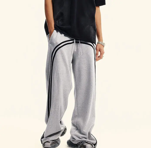 Pantalon de survêtement décontracté pour homme en toile polyester/coton, taille mi-haute, léger, respirant, multicolore, coupe large et ample - Product Image 4