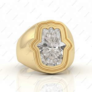 Original Luxury Hamsa Hand Cut Moissanite <b>Ring</b> Custom Solitaire <b>Statement</b> Engagement <b>Ring</b> Fine Jewelry Fine Craftsmanship Band - Product Image 4