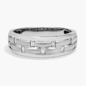 Bague de mariage en diamant baguette en or jaune - Product Image 3