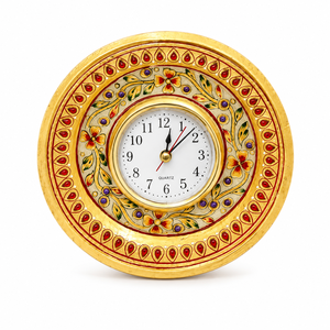 Marble Mechanical Round <b>Desk</b> <b>Clock</b> | Handcrafted Antique Style Hourly Chiming <b>Clock</b> for Home Office & Traditional Interior Decor - Product Image 3