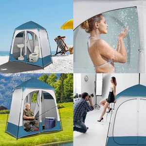 Tenda Doccia Portatile Pop-Up da Campeggio 90x90x48 Pollici per Esterni, Cabina Istantanea a 2 Stanze con Spogliatoio e Riparo per Cambiarsi - Product Image 3
