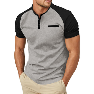 Customized High-end Summer Thin Cotton Short Sleeved T-<b>shirt</b> for <b>Men</b> Casual Cotton Round Neck Top With 2 Tone Color - Product Image 3