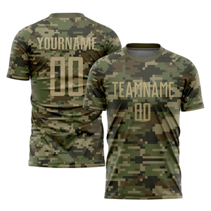 Nuevo Uniforme de Fútbol Personalizado 2026 con Estampado de Camuflaje Vegas Gold Olive por Transferencia Térmica, Pantalones Cortos de Secado Rápido de Alta Calidad - Product Image 6