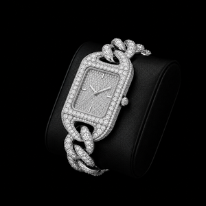Montre de luxe à cadran carré en acier inoxydable argenté, avec bracelet à maillons et diamants incrustés, mouvement à quartz, pour hommes et femmes, qualité supérieure - Product Image 3