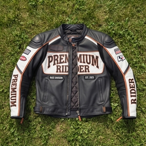 Blouson de moto en cuir véritable pour l'hiver, robuste, col montant, imperméable, veste de protection pour motard, unisexe - Product Image 1