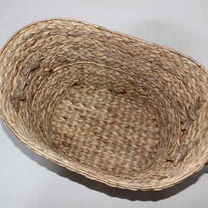Water Hyacinth Woven Eco-Friendly Storage <b>Basket</b> Oval Shape with <b>Rope</b> Handles Rustic Style Laundry Storage - Product Image 6