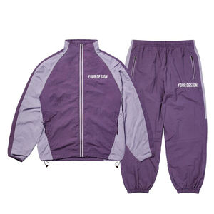 Survêtements pour hommes, ensembles de survêtements personnalisés unisexes avec logo, veste et pantalon coupe ajustée coupe-vent, ensemble en nylon coupe-vent - Product Image 1