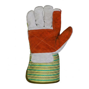 Personalized Cowhide Split <b>Leather</b> Safety Gloves Heavy Duty Soft Retardant Comfortable Double Gun Palm Heat Resistance Anti-Slip - Product Image 2