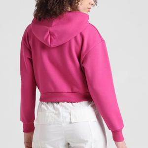 Sudaderas con capucha para mujer al por mayor, lisas, oversize, de algodón, estilo crop, streetwear, con capucha, forro polar, con cremallera, a la moda - Product Image 6