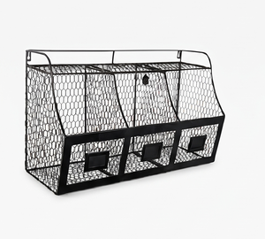 Modern Wall Mounted Metal Wire Storage Basket <b>Rectangle</b> Multi-Purpose Neatening Organizer Stylish Home Organizer - Product Image 1