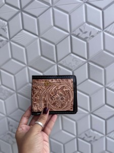 New Arrival Hand Tooled Leather <b>Wallet</b> Men's Long Zipper Multi Uses <b>Wallet</b> Hot Sale Fashion Brown Colour Cash <b>Card</b> <b>Holder</b> - Product Image 3
