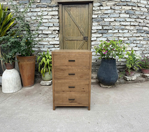 Solid Wood 5 Drawer Dresser <b>Rustic</b> Storage <b>Cabinet</b> Brown Wooden Chest for Bedroom Living Room - Product Image 1