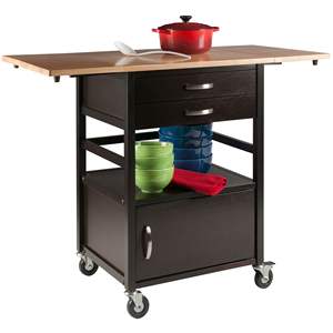 Carrito de cocina Bellini Coffee and Natural Drop Leaf Kitchen Islands & Carts Product - Product Image 2