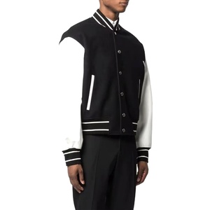 Men Letterman Baseball School Team Varsity Jacket Black Wool Real Leather Sleeves Stand Waterproof Breathable Windproof 2026 - Product Image 3