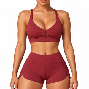 New Design Women's Sportswear Yoga Fitness Gym Bra and Running <b>Shorts</b> Workout Set Training Sport <b>Suit</b> - Product Image 1