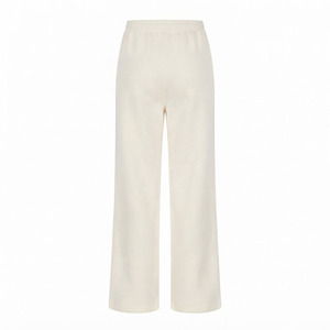 Pantalon de survêtement unisexe beige taille haute à jambe large avec logo personnalisé – Pantalon de détente premium tendance en gros - Product Image 2