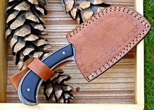 Cuchillo Mini Cleaver de Damasco Hecho a Mano con Hoja Recta y Punta Caída, Mango de Madera y Cuerno, Personalización ODM por TARJ ENTERPRISES - Product Image 3