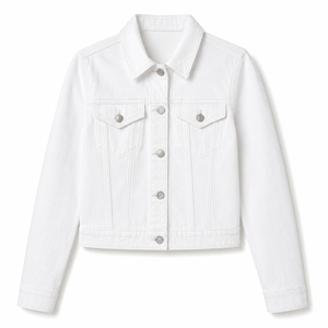 Veste en jean unie pour femme, collection automne 2026, couleur blanche, service OEM - Product Image 1