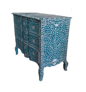 Coffre moderne de qualité supérieure en panneaux de particules, fabriqué à la main avec un design d'incrustation florale, décoration pour salon et maison - Product Image 3