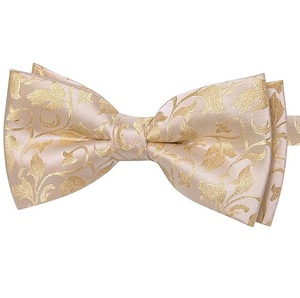 Nœud Papillon Prénoué Élégant Ivoire Doré Brodé Respirant et Durable pour Mariage et Tenues Formelles Homme - Product Image 1