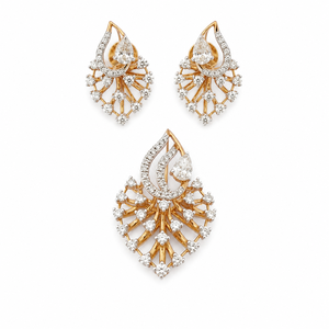 Namivaa - Juego de pendientes con colgante de circonita cúbica marquesa floral en oro rosa de 14 quilates para mujer, joyería fina de alto brillo, regalo para bodas y fiestas - Product Image 2
