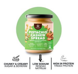 สเปรดพิสตาชิโอและเม็ดมะม่วงหิมพานต์ ฮาลาล ผลิตในมาเลเซีย โซเดียมต่ำ (220 กรัม) สเปรดเพื่อสุขภาพ - Product Image 4