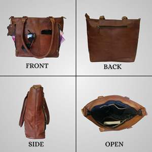 Sac à main décontracté pour femme en cuir véritable, sac fourre-tout à bandoulière, sac de shopping, sac de soirée marron - Product Image 2