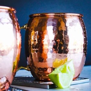 Copper mule serving mug set for refined luxury drink tastings hammered finish metal <b>cups</b> durable <b>reusable</b> kitchen mugs - Product Image 1