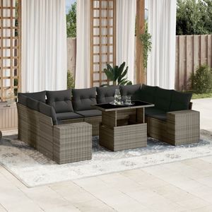 Conjunto de Sofás de Jardín de Ratán Gris, 6 Plazas, Resistente a la Intemperie, Muebles de Exterior de Diseño Contemporáneo - Product Image 3