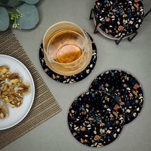 แผ่นรองแก้วเซรามิคลายหินพร้อมที่วาง ทนความร้อนและความชื้น ป้องกันพื้นผิวโต๊ะ ใช้ตกแต่ง - Product Image 2