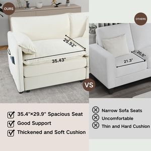 Divano Modulare Cloud con Seduta Profonda, 2 Pouf e Cuscini Morbidi, Combinazione Fai-da-Te per Soggiorno, Divanetto per Appartamento - Product Image 3