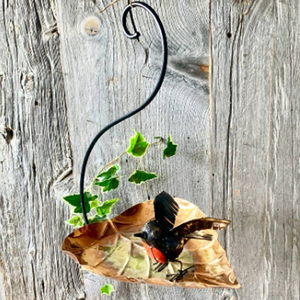 Lot de 3 piquets décoratifs en cuivre en forme de feuille pour abreuvoir d'oiseaux, ornements de jardin faits à la main, polis, pour extérieur - Product Image 5