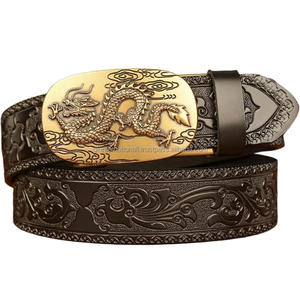 Men's Leather Western Cowboy <b>Belt</b> With Dragon Alloy Buckle <b>Vintage</b> Hand Embossed Tooled Leather <b>Belt</b> for Unisex Custom Sizes - Product Image 3