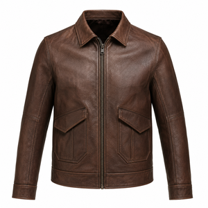 Men's Premium Genuine Leather Racer <b>Jacket</b> Vintage Moto Style Full Grain Leather <b>Biker</b> Coat Wholesale Custom Manufacturing USA - Product Image 1
