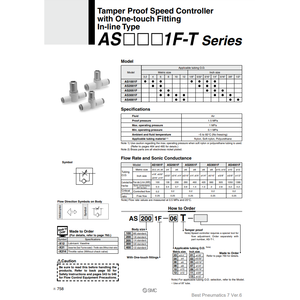Contrôleur de vitesse pneumatique SMC AS3001F-10T pièces pneumatiques - Product Image 1