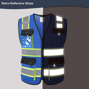 Gilets de sécurité réfléchissants haute visibilité pour hommes et femmes, avec poches, en tissu maillé, pour le travail - Product Image 3
