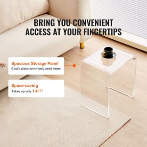 2 tavolini laterali a forma di C in lucite trasparente, tavolini in acrilico per bevande, cibo e snack, utilizzabili in soggiorno e camera da letto - Tavolini da caffè - Product Image 3