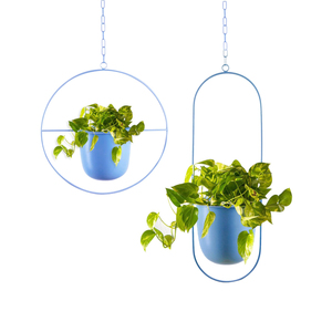 Porte-plantes suspendu moderne à 2 niveaux en métal pour plantes d'intérieur et d'extérieur, support vertical en fer résistant à la rouille pour balcon et maison - Product Image 3