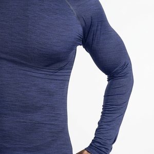 T-shirt de sport à manches longues pour homme, compression, séchage rapide, respirant, coupe ajustée, polyester, bleu - Product Image 4