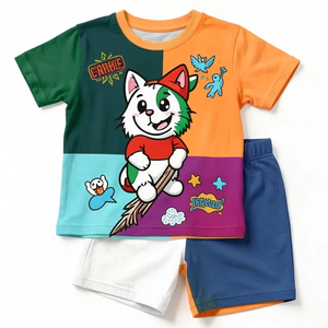 Conjunto de Ropa Casual de Verano para Niños, Camisa de Tela Suave con Pantalones Cortos, Atuendo Cómodo, Talla Personalizada, Cadena de Suministro al por Mayor - Product Image 1