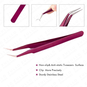 High Quality 2PCS Purple Stainless Steel Eyelash Extension Tweezers Set Custom Logo Pointed Tip Professional Makeup <b>Tool</b> Kit - Product Image 6