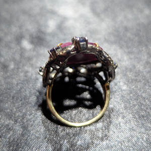 Bague REYES de style victorien en argent sterling avec diamants naturels et pierre précieuse rubis, bague statement antique pour femme, bijoux fins - Product Image 5