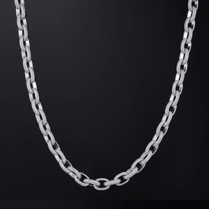 Collar de Cadena Figaro para Hombre, Chapado en Rodio sobre Plata 925, con Microincrustaciones de Moissanita, Estilo Hiphop, para Uso Diario - Product Image 2