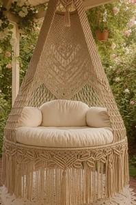 Silla Columpio Boho de Macramé, Asiento Colgante de 42”, Columpio Interior Hecho a Mano, Regalo de Inauguración, Silla Acogedora, Decoración Bohemia - Product Image 4