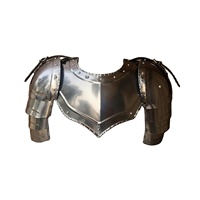 Ensemble de gorgete et d'épaulettes médiévaux authentiques en acier doux, armure de chevalier artisanale pour cosplay, costume, reconstitution historique, protection du cou