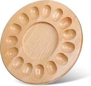 Bandeja Redonda de Madera para Huevos Rellenos con Compartimentos, Plato para Servir Huevos, Tabla para Servir Bocadillos, Soporte para Huevos, Organizador de Cocina - Product Image 2