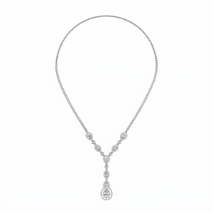 Collier statement Atlantis Pear Drop pour femme, diamants naturels et cultivés en laboratoire, taille mixte, argent sterling 9KT, 10KT, 14KT, 18KT - Product Image 4