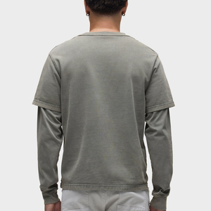 เสื้อยืดแขนยาวผู้ชายสีเทา คอกลม สีพื้น ลำลอง ทรงปกติ - Product Image 5