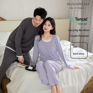 Conjunto de Pijamas de Modal Tencel Premium para Mujer y Hombre, Ropa de Dormir Suave y Transpirable de Manga Larga, 200 g/m², Ecológica - Product Image 3